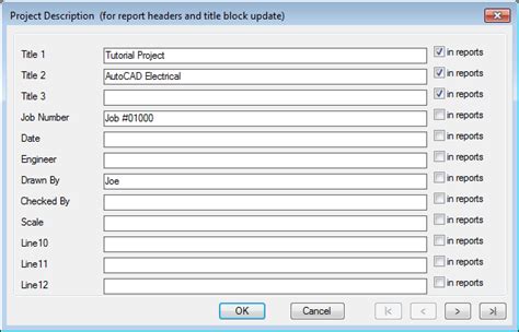 AutoCAD project description labels